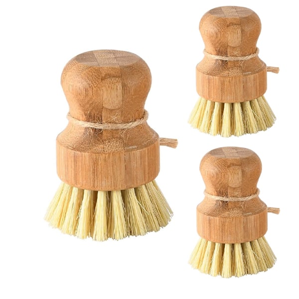 3-pack bambu diskborstskrubbor, köksträ rengöringsskrubb