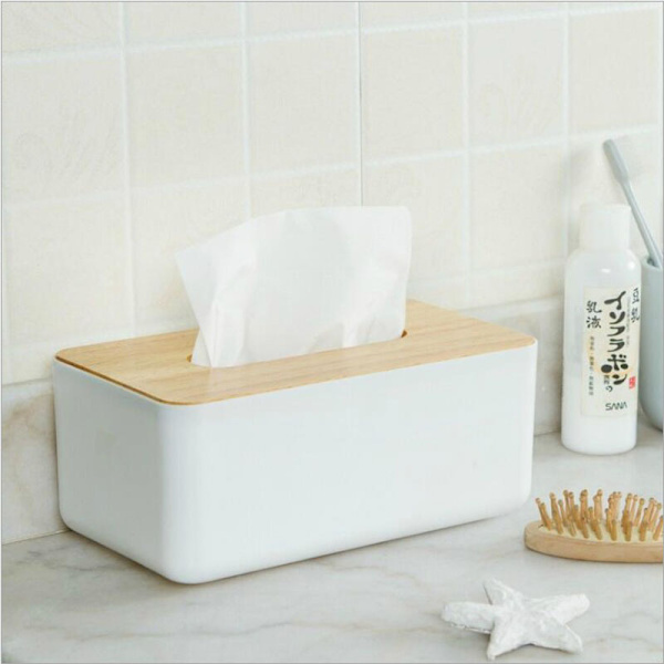 Trälåda för vävnader, vävnadsdispenser 21*13*9.8cm, Bekväm Tiss