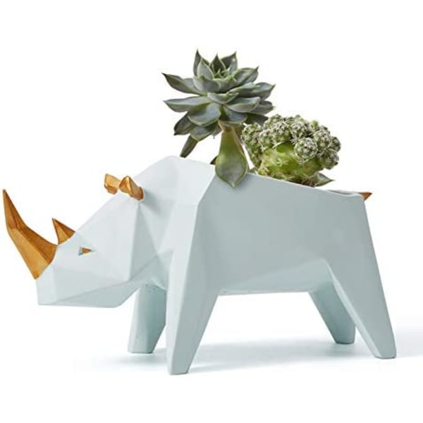 Art Rhino Planter Pot Statue Arts Gift Figurine Resin Sculpt