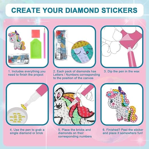 Diamantmaleri for barn, 33 stykker DIY diamant S