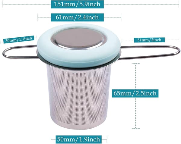 Teinfuser i rustfritt stål, te-sil, sammenleggbart håndtak