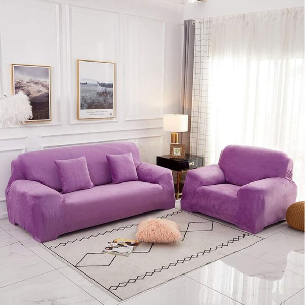 4 personers sofabetræk (pude medfølger ikke) Solid Color Velvet Sl