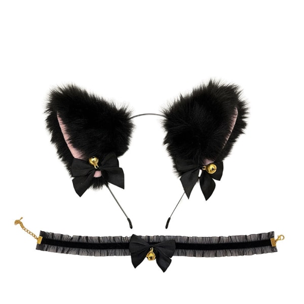 Black Cat's ears (dampet katteøreformet brød) hårbånd 2-delt