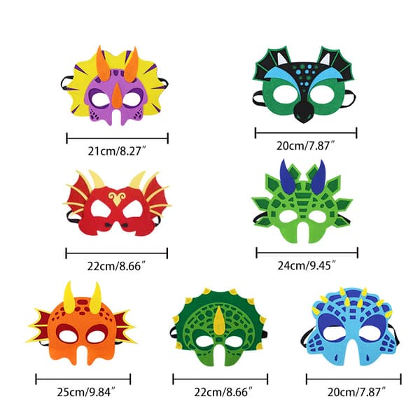 Sortert dinosaurmaske-sett