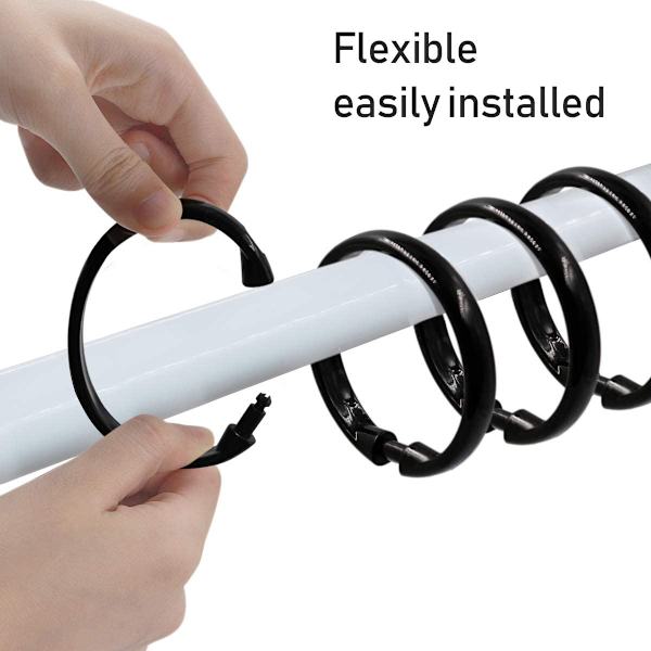 12-pack plast duschdraperikrokar O-formade ringar krok glid