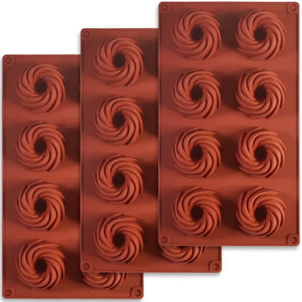 3 stk. Vortex silikoneforme til fremstilling af chokolade, slik, budding,