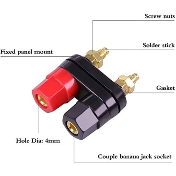 10 Paria 2-Tien Suuntaisia Tehovahvistimen Naispuolisia Banaani-Pistokkeita Kaiuttimen Liitäntälohko (Musta ja Punainen)