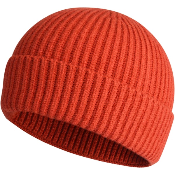 Kort Fisherman Beanie för män kvinnor, vintervarma hattar orange