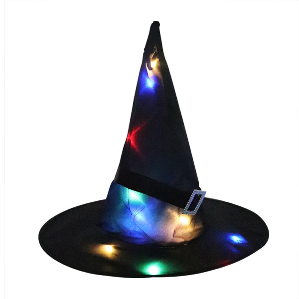 Halloween Witch Hat Glowing Wizard Hat Magician Hat(Black)