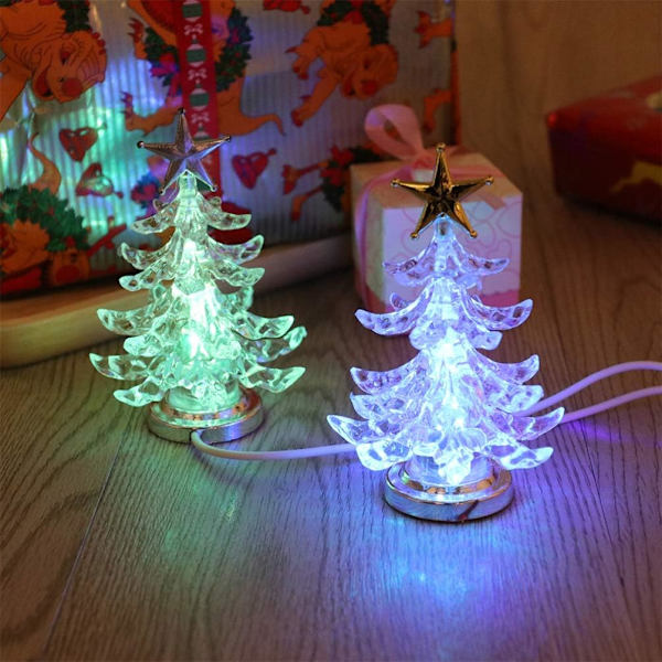 2-pack LED julgransbordlampa, färgglad akryl julgran