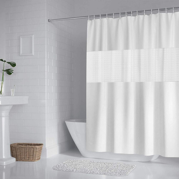 Bruseforhæng 180x180cm Vandtæt Semi-Transparent EVA Badeforhæng til Badeværelse - Hvid I