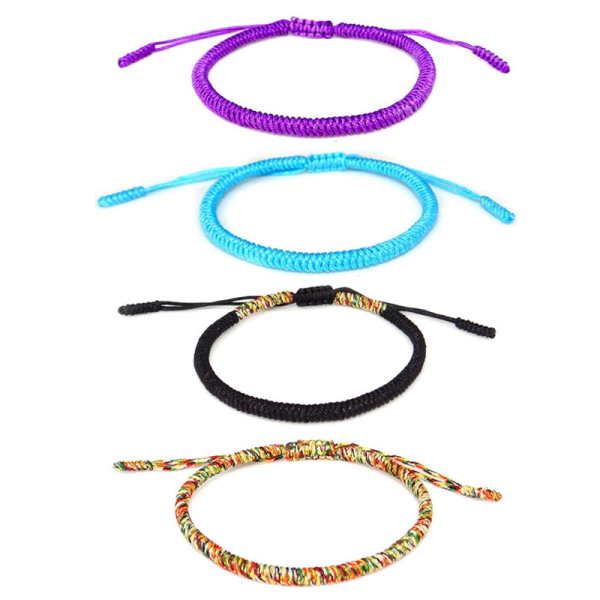 4 Piece Multicolor Braided Thread Bracelets Adjustable Handmade