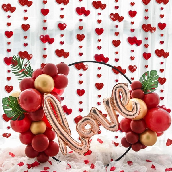 4 stk 52ft dobbeltsidet hjerteformede metalbånd til Valentinsdag