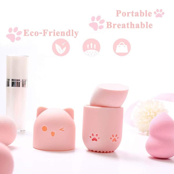 2 stk. Beauty Sponge Blender-beholder, (rosa/blå) Makeup Blender