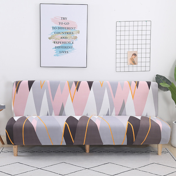 Strækbar armløs sofaovertræk, Universal armløs sofaovertræk Alle dækket sammenklappelig sofa beskytter, Nem at installere og rengøre, 3 sæder Clic Clac overtræk, Pink