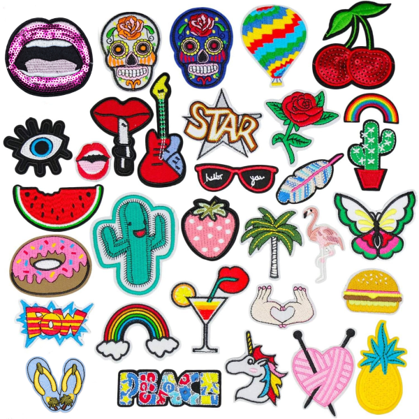 32 stycken Iron On Patches, Broderi Applikation Patches Stickers F