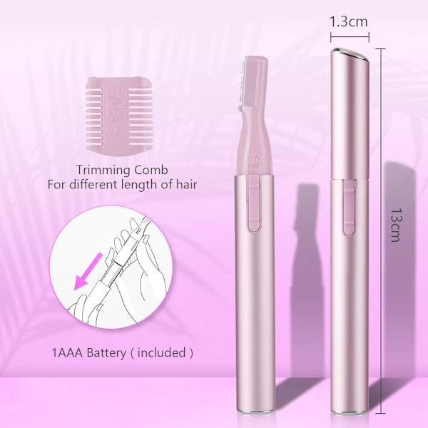 Elektrisk hårtrimmer för kvinnor, (rosa) precisionsbatteridriven