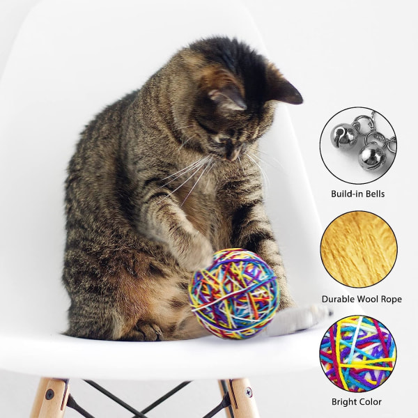 Cat Balls Toy, 2 stk Interactive Cat Toy Ball med Bell Colorful W