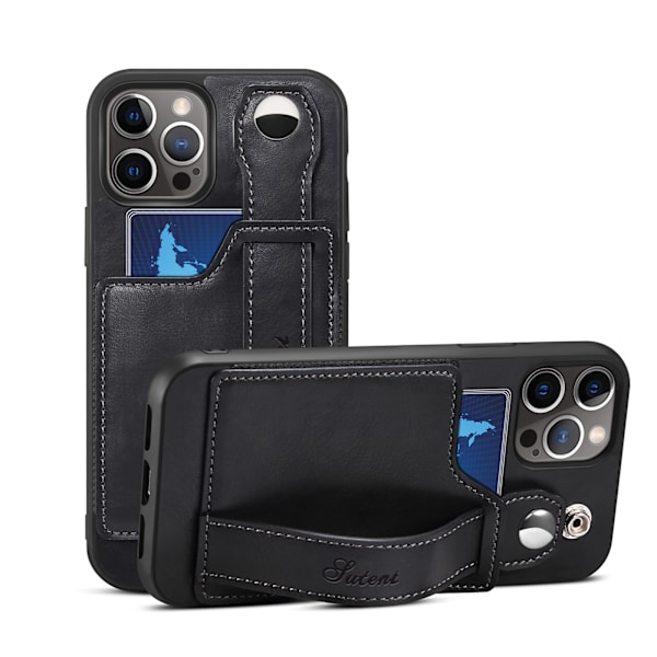 Kompatibelt iPhone 14 Pro Max Skal, PU Läder Plånboksfodral (Svart)