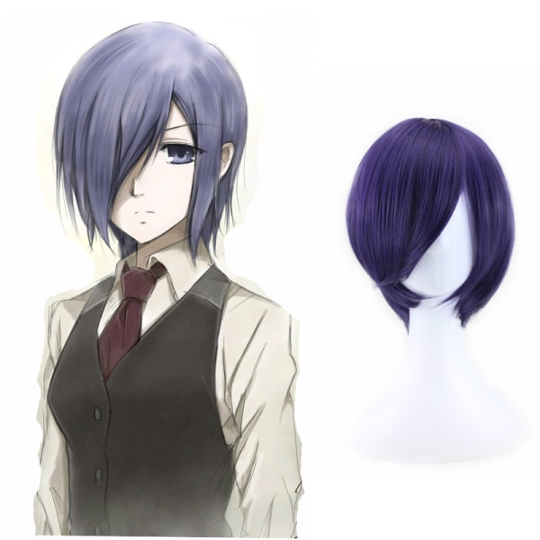 Blå-violet ansigtsindpakket cosplay anime paryk (24-25CM), kort