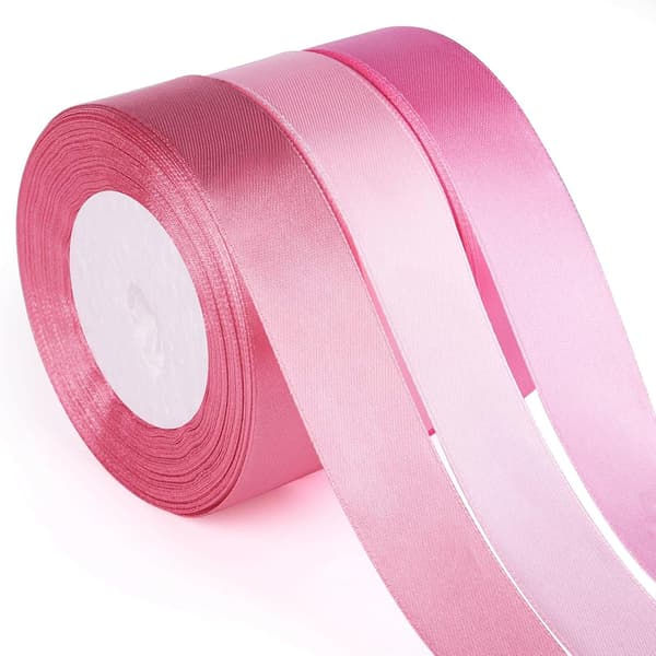 3 stk. Pink Ribbon Bryllupskjole Buket DIY Håndværk 1 Tommer Solid Col