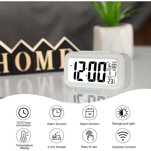 Digital väckarklocka, LED-väckarklocka med temperatur, snooze-funktion