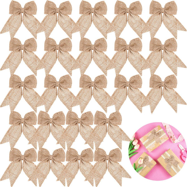 30 stk. Burlap Buer Burlap Bue Knude Håndlavet Burlap Dekora