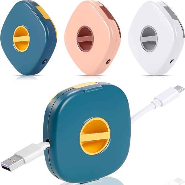 3 farger，USB-kabelopptrekker 3-delers utvidbar ladekabelholder