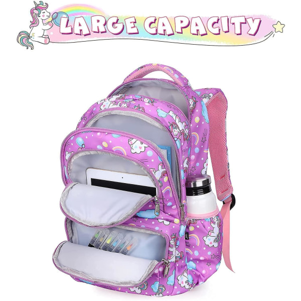 Skoleryggsekk Skoleveske for jenter Unicorn Backpackstudentbok