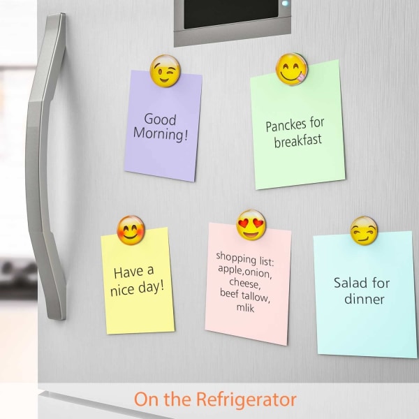 12-stykke Emoji-magnet, 3D-glas Smiley Køleskabsmagnet Stærk Stick