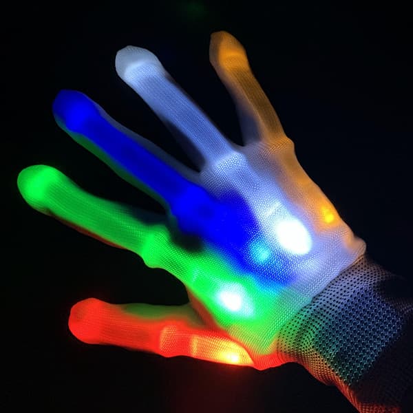 Halloween dekorasjon, LED Lysende Hansker Multi Farger Moduser Blinkende Hansker