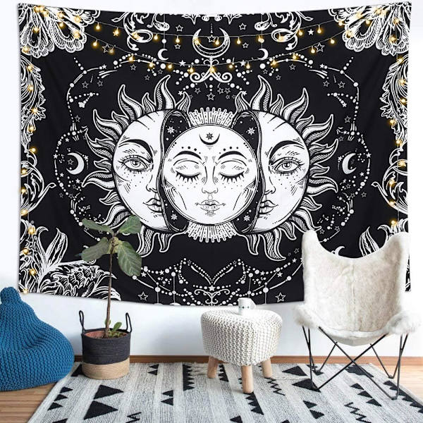 Sol og Måne Tarot Tapet (A-Sol og Måne, M/130cmx150cm) Sort
