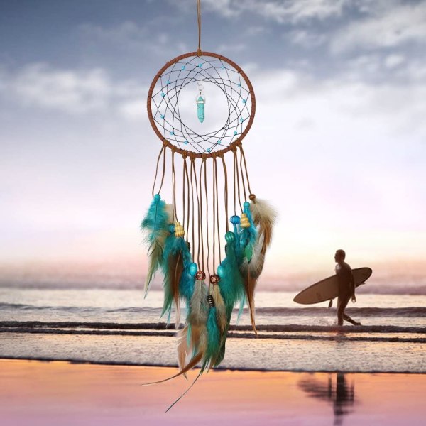 Forest Turquoise Dream Catchers - Håndlavet udsøgt fjerperle