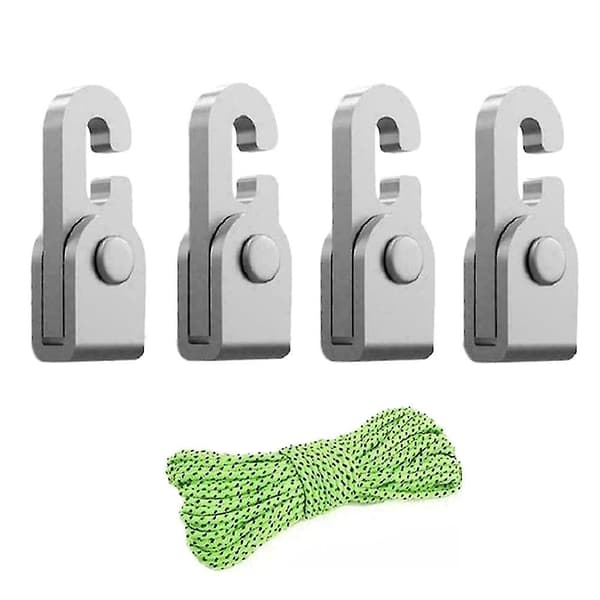 4 klämmor+rep utomhustältlås, sovsäcksbindningskrok