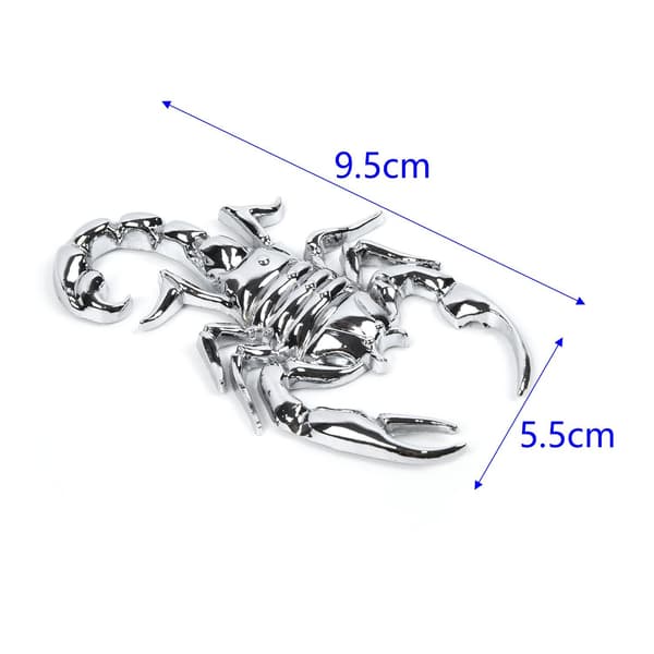 1PCS Krom Metall Emblem Silver Scorpion 3D Bil Bak T
