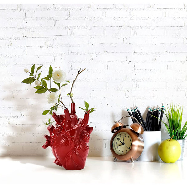16cm Kreativ Hjerteformet Harpiks Vase til Skrivebord, Bord, Hylde