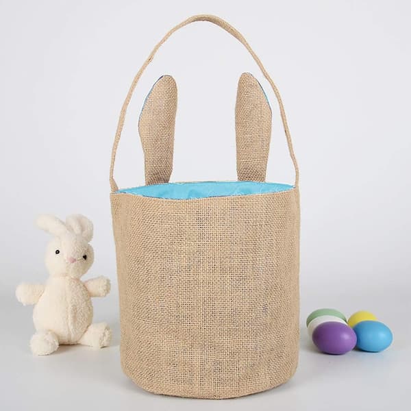 Egg Basket Holiday Rabbit Bunny Printed Canvas Gift Carry Eggs C