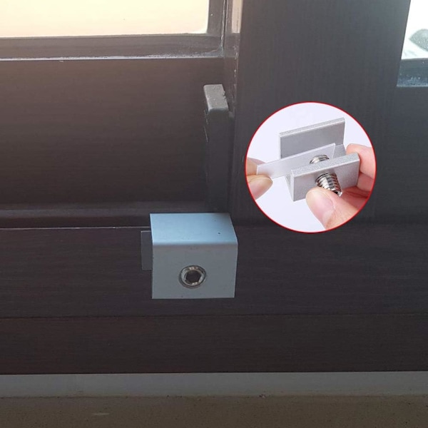 Skydevindueslås, Børnesikkerhedsvindueslåse Anti-tyveri Justerbar Sikkerhedslås (4 stk. Aluminiumslegering)