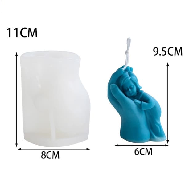 Silikonform for stearinlys - Babyhåndform - Silikonform