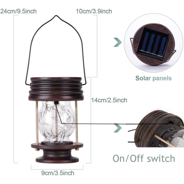 2 Pack Solar Lanterns Outdoor Vedenpitävä riippuvalaisin Decorati