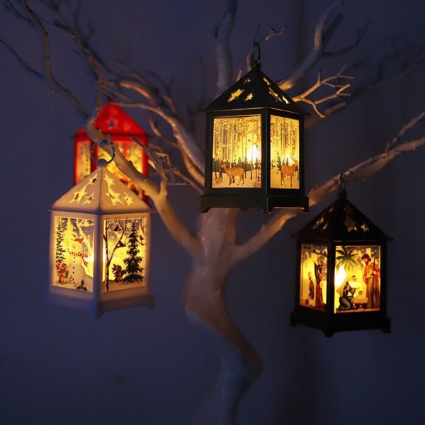 Jul LED-lanterne lyser opp juletre Julenissebord L