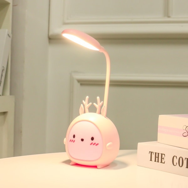 Bordlampe, svanehals 360° LED sammenleggbar skrivebordslampe Søt tegneserie An