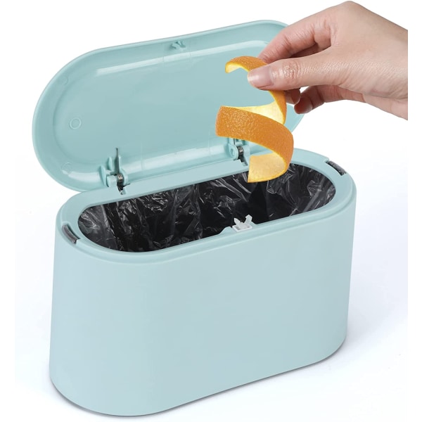 Liten bordspapperskorg, miniplastpapperskorg med lock för badrum