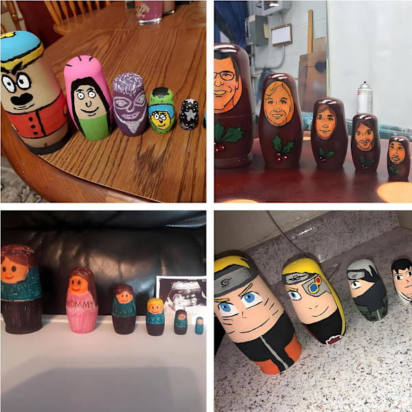 Set med 5 st Omålade Ryska Nesting Dolls, Blanka Dockor, Gör Din Egen Docka