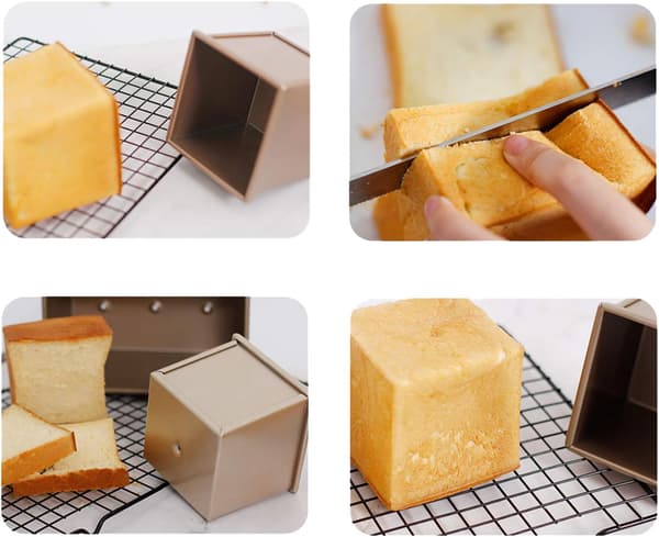 Bakformar, Non-Stick Water Cube Toast Mold Box med Slidin
