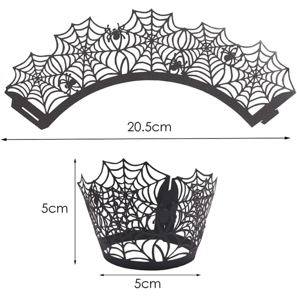 50 stk Halloween Cupcake Wrappers, Cobweb Laser Cut Baking Cak