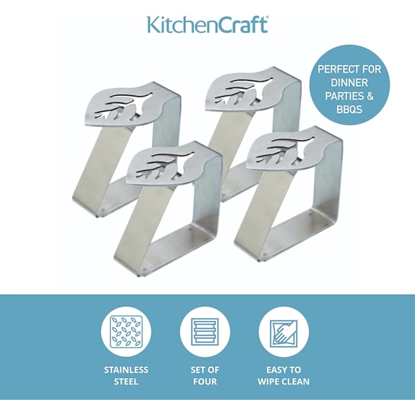 Kitchen Craft Sæt med 4 Rustfrit Stål Dug Clips/Dug