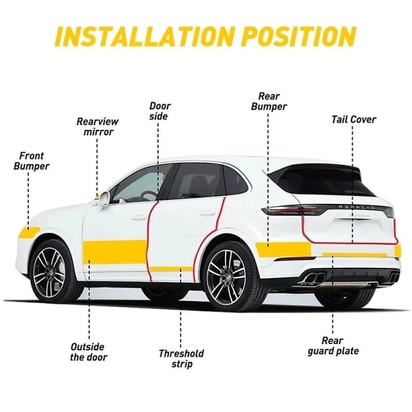 3D Carbon Fiber Car Sticker DIY Paste Protector Strip Auto Door S