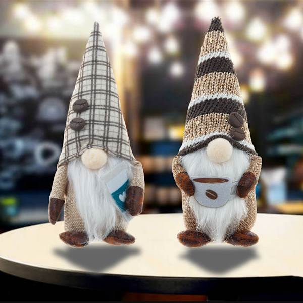 2 stk. Kaffe Rudolph Ansigtsløs Dukke Dværg Dukke Goblin Land Pub