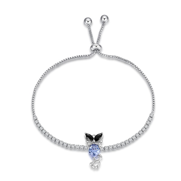 Dame Sølvbelagt Armbånd Smykker med Blå Krystal, Gave til Kvinder til Mor Datter Ham